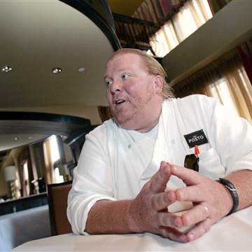 Image: Celebrity chef Batali talks during an interview with Reuters at his latest restaurant, Del Posto, in New York
