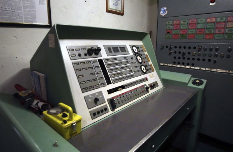 This Nov. 2, 2017 photo shows the launch control panel for the Atlas missile at a silo missile base that has been converted into the Subterra Airbnb near Eskridge, Kan. The Subterra Castle Airbnb opened for business about six months ago. (Thad Allton/The Topeka Capital-Journal via AP)