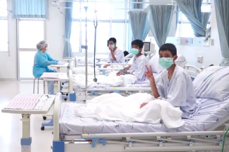 The boys are being kept in isolation until doctors are sure they did not pick up any nasty diseases during more than two weeks in the cave (AFP Photo/Handout)