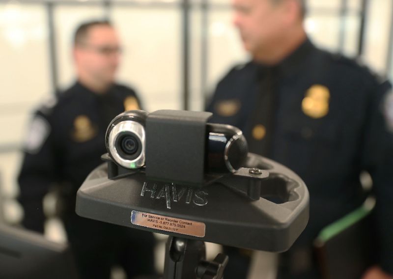 A camera used for facial recognition is seen this year at Miami International Airport, where border agents screen travelers entering the United States to determine if they are using their real passports