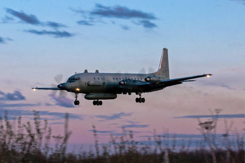 A Russian IL-20M plane similar to the one shot down on Monday lands at an unknown location on July 23, 2006