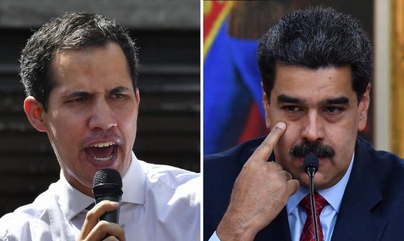 International pressure is growing on Maduro, right, after National Assembly head Juan Guaido declared himself acting president