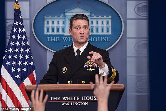 Rear Admiral Ronny Jackson speaks at a press briefing at the White House in January of 2018. Jackson was Trump's medical doctor at the time. He put him on a diet and exercise plan