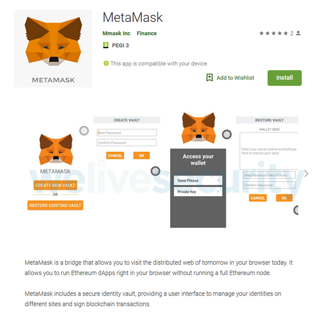 metamask appstore listing eset