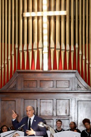 Democratic 2020 U.S. presidential candidate and U.S. Senator Cory Booker (D-NJ) gives the keynote speech at Brown Chapel AME Church in Selma, Alabama, U.S. March 3, 2019.  REUTERS/Chris Aluka Berry