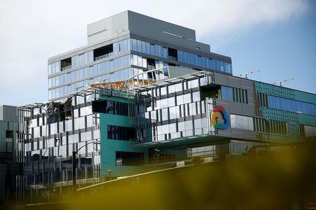 A view of part of a construction crane which fell onto cars on Mercer Street, killing people and injuring others, in Seattle, Washington, U.S. April 27, 2019.  REUTERS/Lindsey Wasson