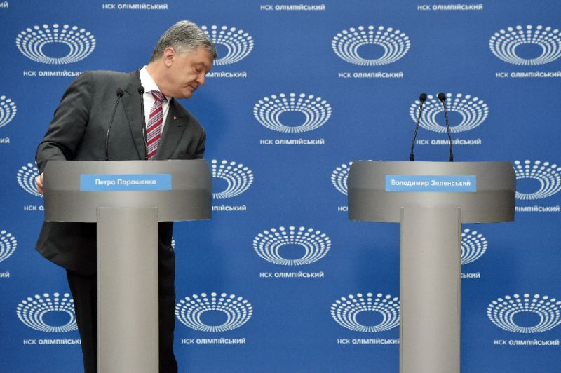 Ukrainian President Petro Poroshenko staged a 'one-man' debate last Sunday after rival presidential candidate Volodymyr Zelensky refused an invitation to discuss the issues (AFP Photo/Sergei SUPINSKY)