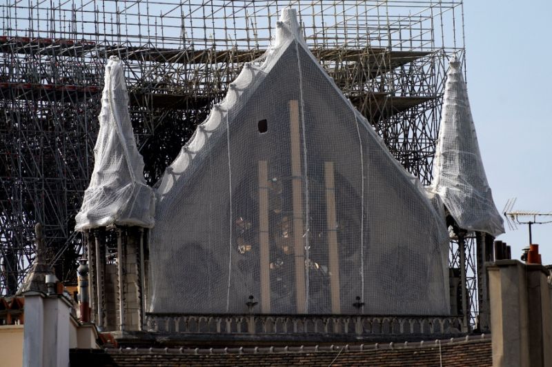 French Catholics celebrated Easter mass in Paris in the shadow of the badly burned cathedral