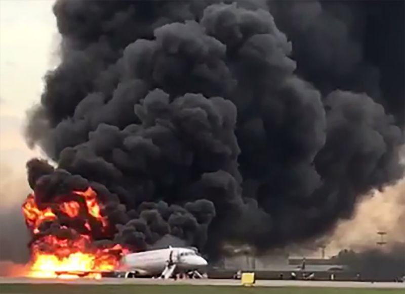 Videos on social media showed the plane crash-landing and then speeding along the runway with flames pouring from its fuselage (AFP Photo/HO)
