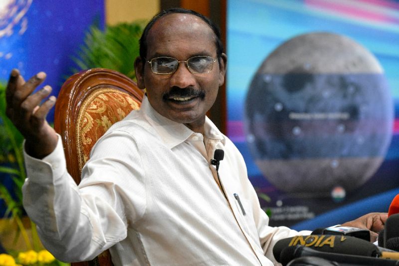 Scientist Kailasavadivoo Sivan gestures during a press conference where he unveiled deails of the country's moon-landing project (AFP Photo/MANJUNATH KIRAN)