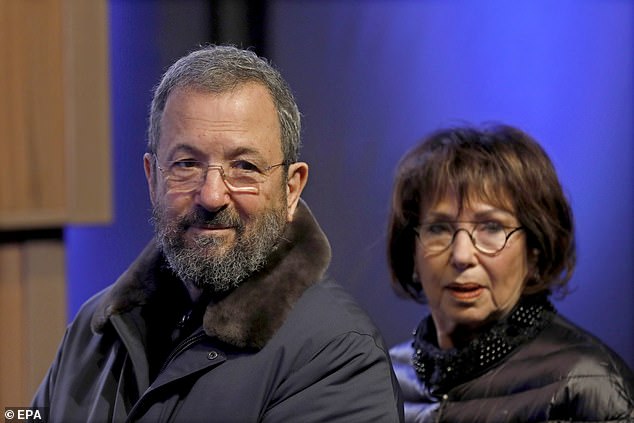 Pictured: Barak and his wife Nili Priel on December 31, 2018. At the weekend, Barak told the Israeli version of Meet the Press that he had no idea that Epstein's charges involved underage girls
