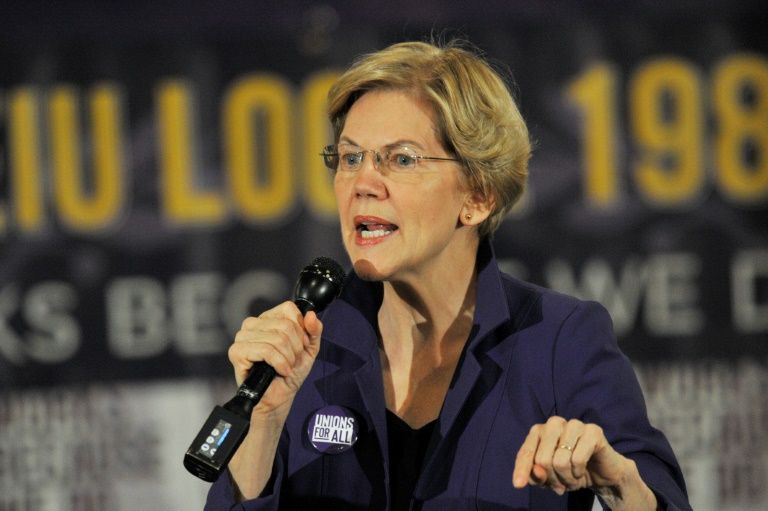 Democratic presidential candidate Elizabeth Warren has taken aim at billionaires in a new campaign ad (AFP Photo/Joseph Prezioso)