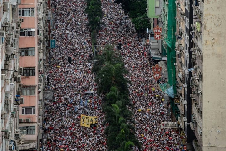 About a million people took to the streets of Hong Kong on June 9 to protest a proposed bill that would allow extradition to mainland China (AFP Photo/Philip FONG)