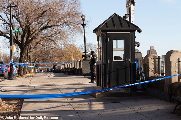 The campus security booth at the top of the steps where Majors went looking for help