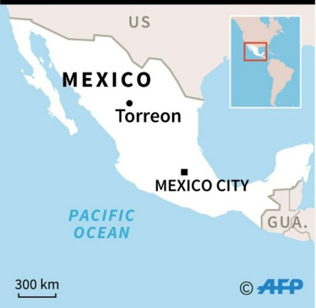 Map of Mexico locating attack on teacher by young child in torreon (AFP Photo/)