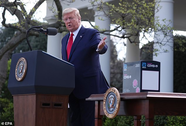 At Monday's press briefing, the president also debuted a new COVID-19 test that gives results in five minutes