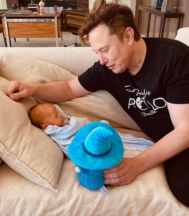 Grimes  gave birth to the couple's first son, X Æ A-12 (pictured) on May 4