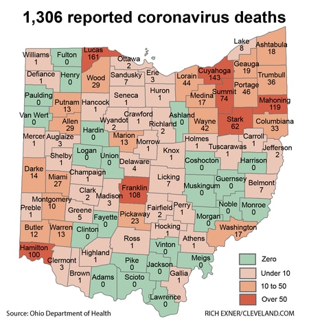 Mapping coronavirus deaths in Ohio