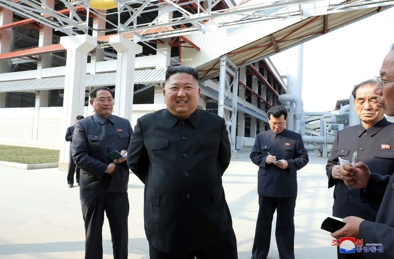 North Korea said the pictures showed leader Kim Jong Un visiting a fertiliser factory on May 1 (AFP Photo/STR)
