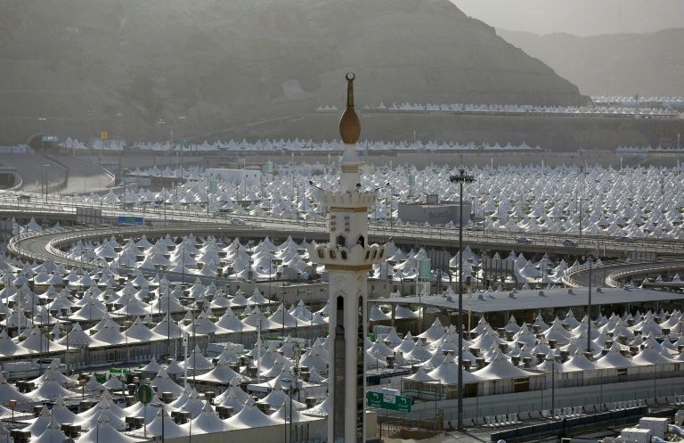 Mecca would usually be teeming with pilgrims ahead of the hajj, but the tent cities that usually house them are deserted (AFP Photo/STR)