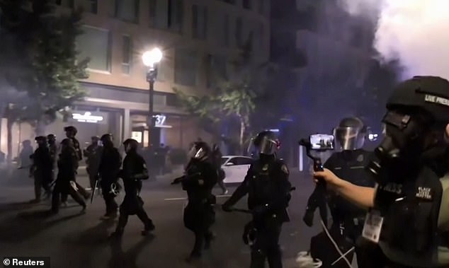 Protesters blared music, let off fireworks, sounded horns and banged drums before officers moved in and dispersed them