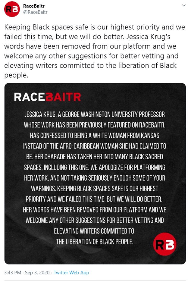 Krug has also written several books and essays on blackness and black culture. Some of the outlets who have published her work started deleting the posts on Thursday after the revelations