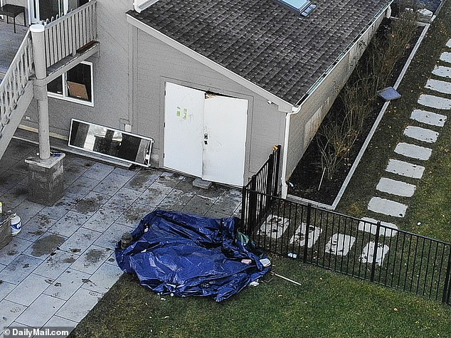 Hsieh, 46, was pulled unconscious from a burning shed (pictured) attached to a waterfront home in New London, Connecticut, shortly after 3.30am on November 18. He died in hospital nine days later