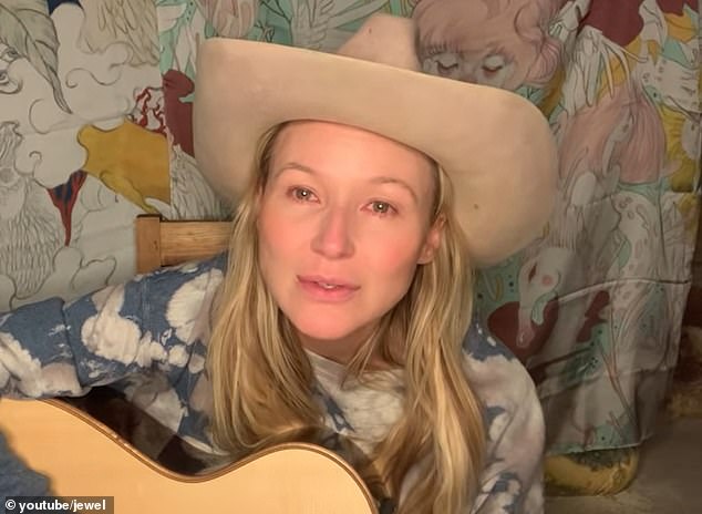 Hsieh received a letter from his friend Jewel three months before he died in which she told him he was in trouble and that he was taking too many drugs. She is pictured above during a tribute song she posted online for him last Wednesday