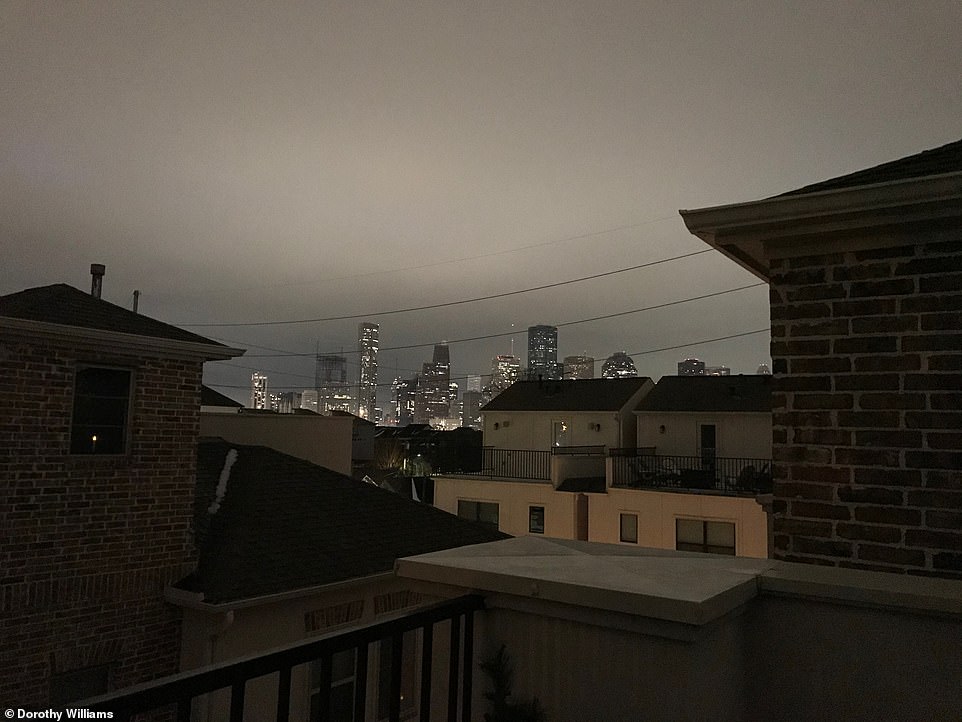 Houston, Texas: View from the First Ward neighborhood on Tuesday. The power breakdown sparked growing outrage and demands for answers over how Texas ¿ whose Republican leaders as recently as last year taunted California over the Democratic-led state's rolling blackouts ¿ failed such a massive test of a major point of state pride: energy independence