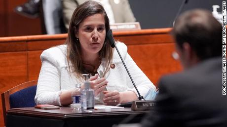 Rep. Elise Stefanik, a New York Republican, questions then-Secretary of Defense Mark Esper during a hearing in July in Washington, DC.