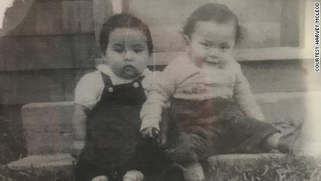 A childhood photo of Harvey McLeod, at left.