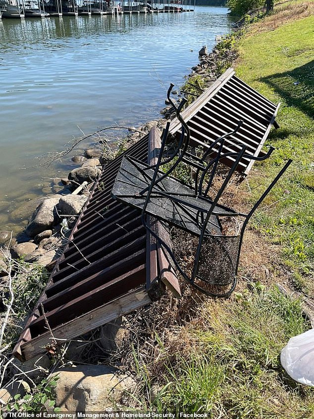 The deck overlooks Chickamauga Lake in Tennessee, about 17 miles from Chattanooga