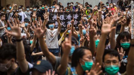 Crowds protest against the national security law in Hong Kong on July 1, 2020.
