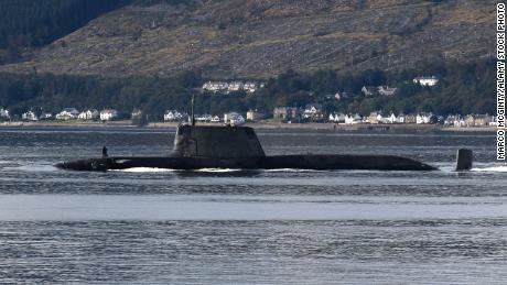 An Astute-class submarine operated by the UK's Royal Navy, heading down the Firth of Clyde, in September 2020.