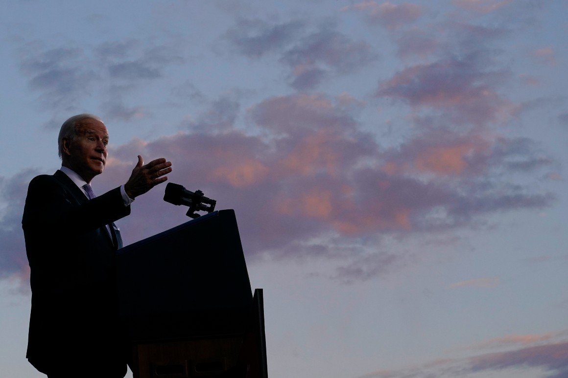 President Joe Biden speaks about his infrastructure plan and his domestic agenda during a visit to the Electric City Trolley Museum in Scranton, Pa. on Wednesday, Oct. 20, 2021. 