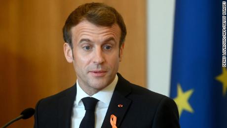 French President Emmanuel Macron speaks during a press conference following a meeting with his Croatian counterpart in Zagreb on Thursday.
