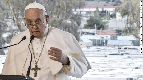 Pope Francis decries 'shipwreck of civilization' as he visits refugees on Greek island of Lesbos