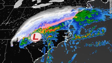 The first snow of winter is coming for parts of the US South and Mid-Atlantic