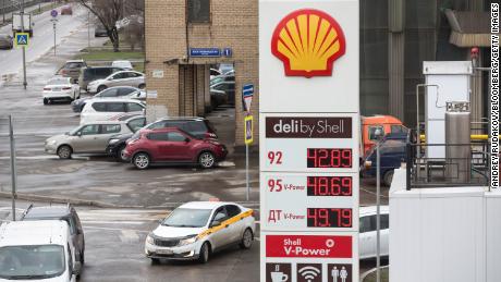 A Shell gas station seen in Moscow in 2020.