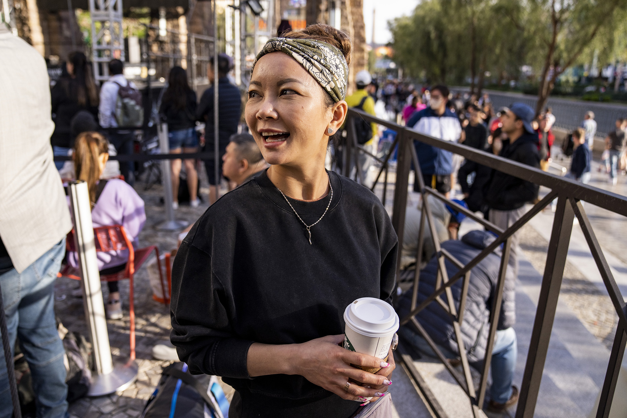 a woman waits in line in Las Vegas
