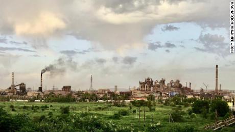 Holonova, a former Mariupol city guide says her favorite spot in the city was this viewpoint looking across to Azovstal.