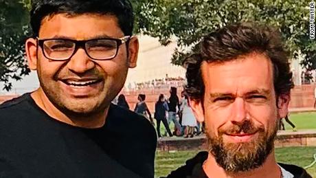Twitter CEO Parag Agrawal (left) and former CEO Jack Dorsey in an undated photo.