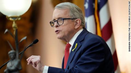 Ohio Gov. Mike DeWine, seen here delivering his State of the State address in 2022, will win the GOP nomination, CNN projected Tuesday.