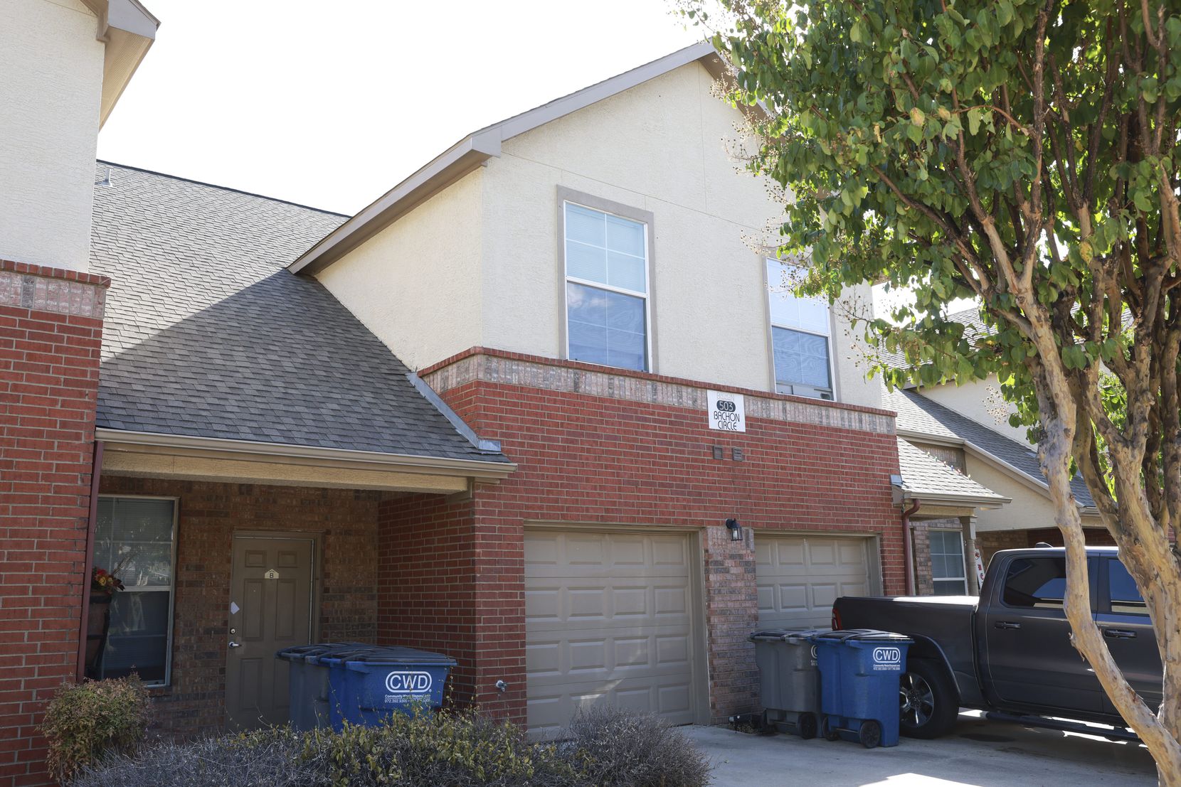 The home listed for Portia Odufuwa in public records is in Wylie. A woman at the home...