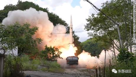 China's People's Liberation Army (PLA) conducts missile tests into the waters off the eastern coast of Taiwan, from an undisclosed location on August 4, 2022.