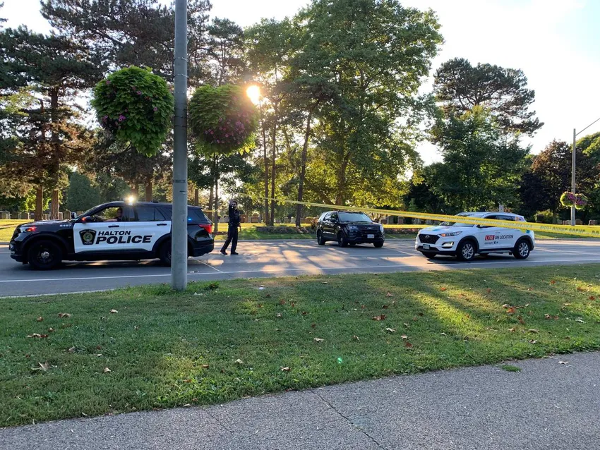 The scene where the suspect in the fatal shooting was killed in Hamilton.