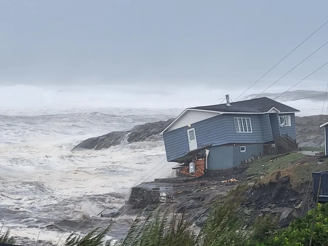 A view from the Wreckhouse Press office in Port aux Basques, N.L., as Fiona lashes Atlantic Canada.