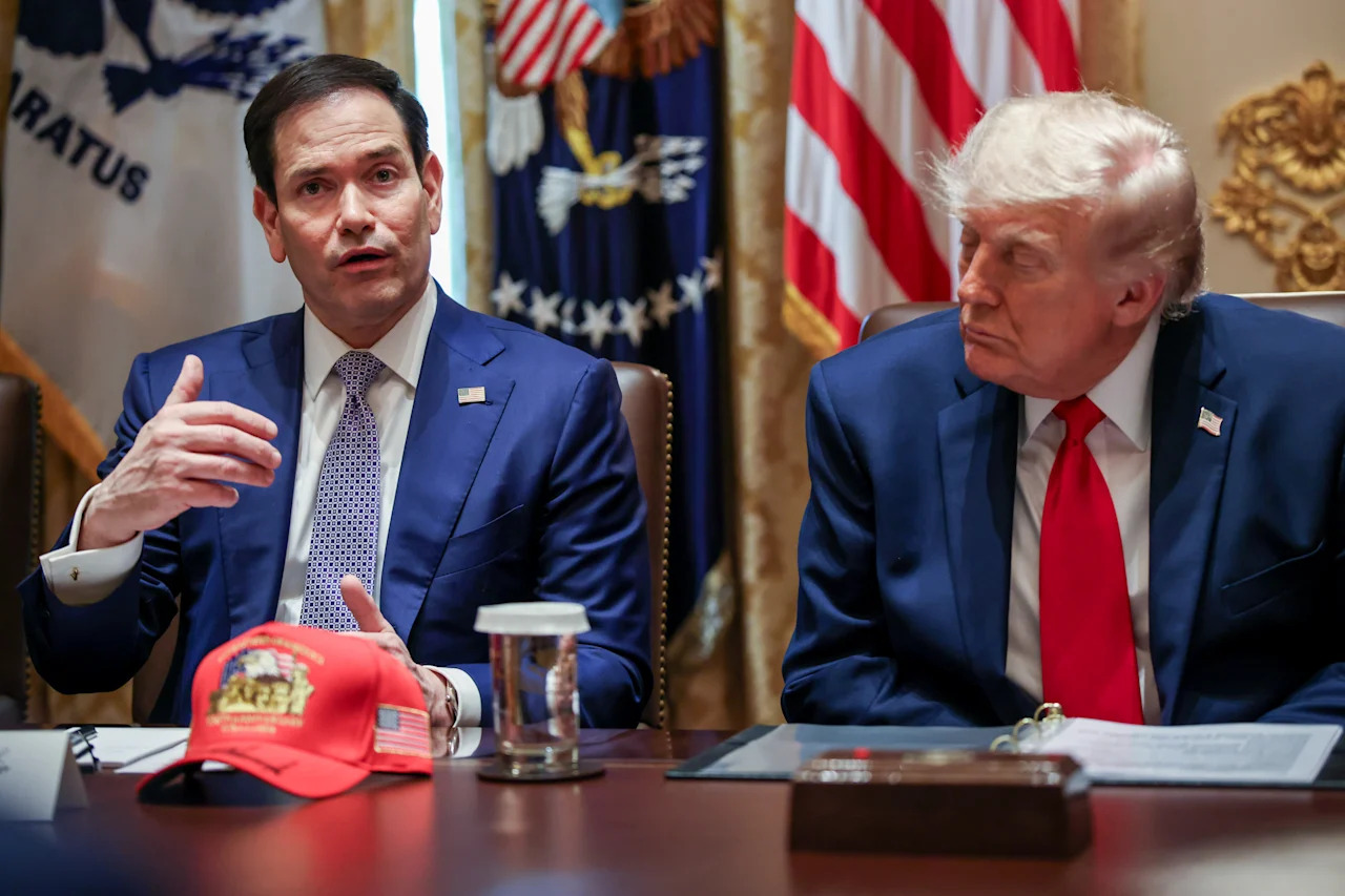 Secretary of State Marco Rubio and President Trump during a Cabinet meeting at the White House.