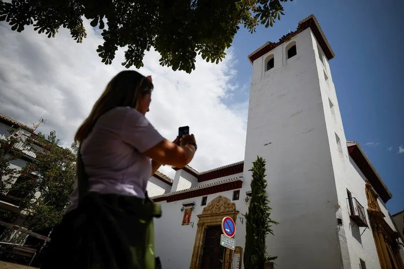 Part of the San Miguel Church is damaged in an earthquake that struck southern Spain