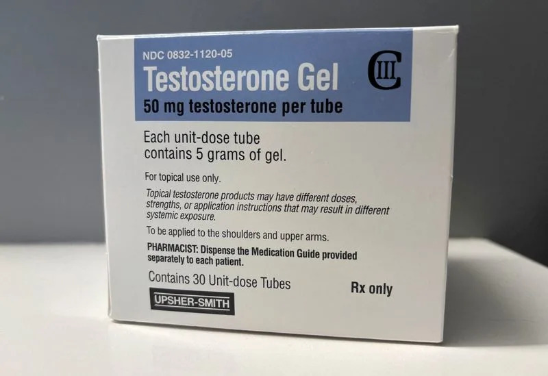 FILE PHOTO: Handout photo of a box of a month's supply of testosterone gel